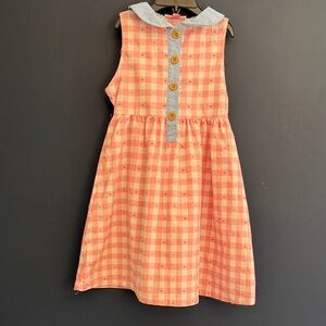Penelope Mack Girls Pink Gingham Dress Blue Collar Sleeveless size 5